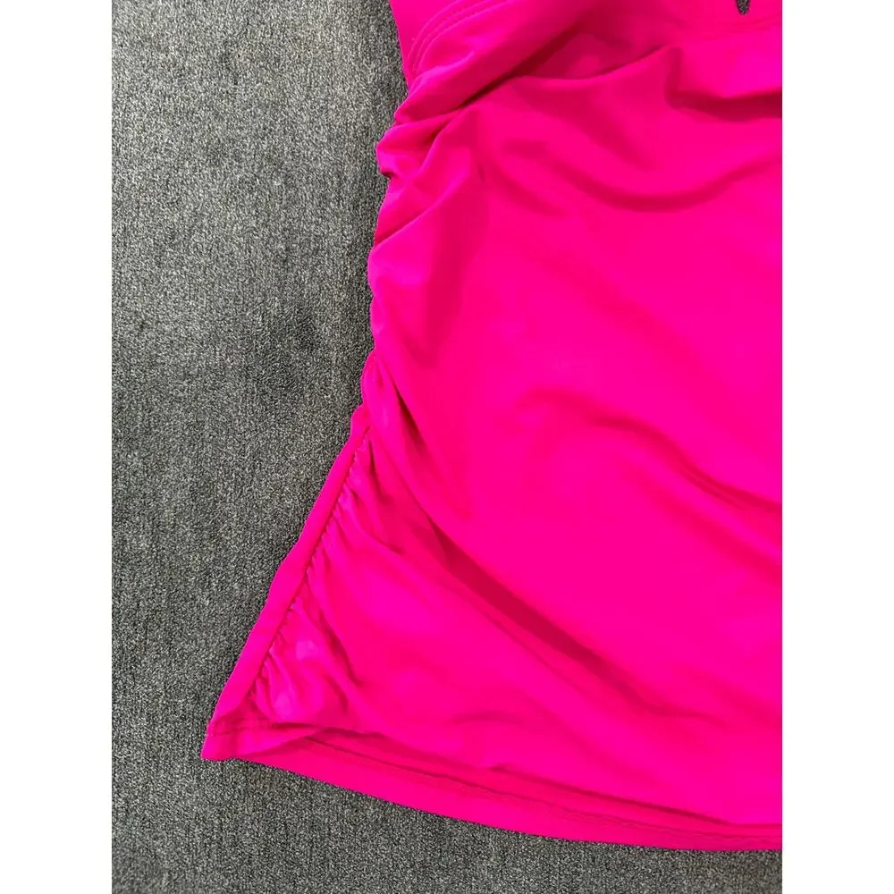 Ralph Lauren Beach Club Solid Molded Cup Halter Tankini Top Hot Pink Size 4 NWT